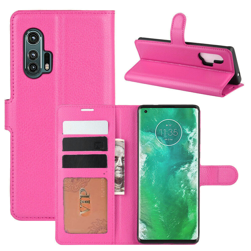 Leather Folio Wallet Case for Motorola Moto Edge+ Plus (2020) Leather Folio Wallet Case for Motorola Moto Edge+ Plus (2020)
